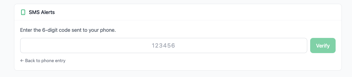 Step 3: User verifies via OTP